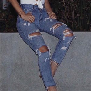 Fashion Nova Floriana Boyfriend raw hem high waist